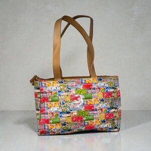 EUC Relic Purse VEGAN Hawaiian, Surf, Beach, Spring Break Pink Green Comic Bag